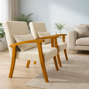 Ver imagem 3 de Kit 2 Poltrona Jade Boucle Almofada Estofada Sala de Estar Moderna Decorativa:cru