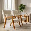 Ver imagem 1 de Kit 2 Poltrona Jade Boucle Almofada Estofada Sala de Estar Moderna Decorativa:cru