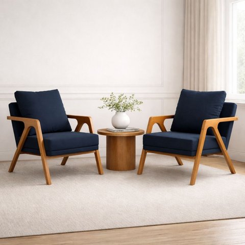 Conjunto 2 Poltronas Decorativa Mona Luxo Sala de Estar e Decoração:azul