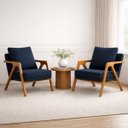 Ver imagem 1 de Conjunto 2 Poltronas Decorativa Mona Luxo Sala de Estar e Decoração:azul