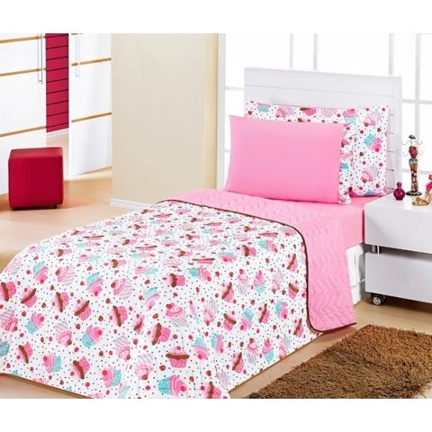 Cobre Leito Kids Solteiro 2 Pecas - Cupcake