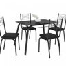 Conjunto Sala de Jantar Mesa Lotus Tampo de Vidro Preto e 4 Cadeiras Artefamol - 2