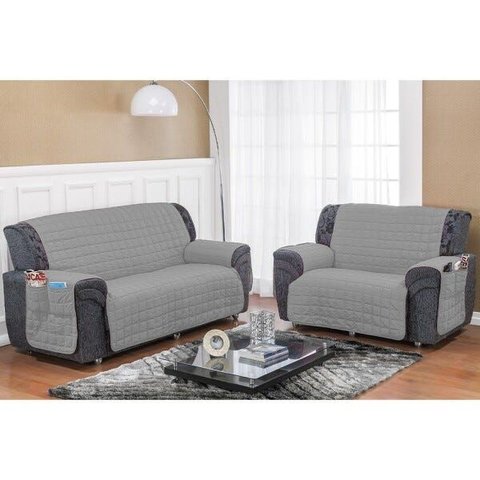 Protetor de Sofá Soft Matelado 3 e 2 Lugares:cinza