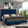 Cama Queen Base Box 158x198cm Pés de Ferro Cold P02 Veludo Azul - Mpozenato - 2