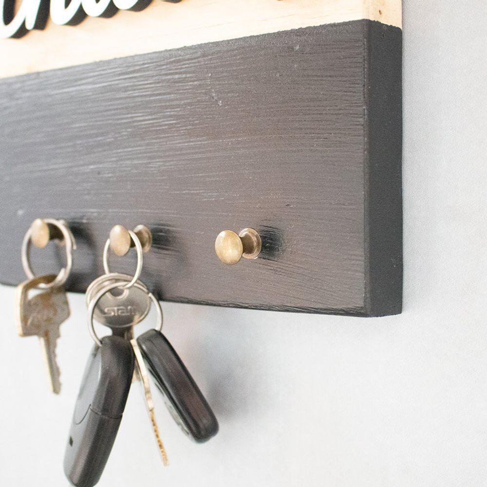 Porta-Chaves Em Pinus Preto Chaves 17Cm - 3