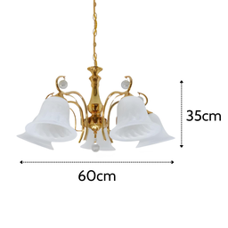 Lustre Ellen Dourado com 5 Braços 60x35 Adn - 5