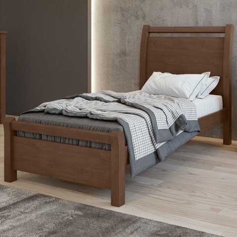 Cama de Solteiro Reali Imbuia Clean - Móveis Lopas