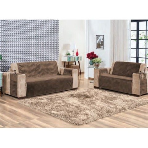 Protetor de Sofá Suede 02 Peças:chocolate