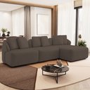 Ver imagem 2 de Sofá 4 Lugares com Chaise Direito Sala Living 288cm Arlo F04 Veludo Marrom Tc-12018- Lyam Decor