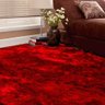 Tapete para Sala Quarto Pelo Shaggy Requinte Retangular 200x140cm Casen Cor: Vermelho - 2