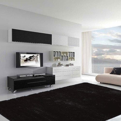 Tapete para Sala Quarto Luxo Liso Peludo Retangular 200x140cm Casen Cor: Preto