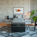 Ver imagem 4 de Cama Box Baú Solteiro Preto + Colchão Paris Molas Preto Suede Preto/preto