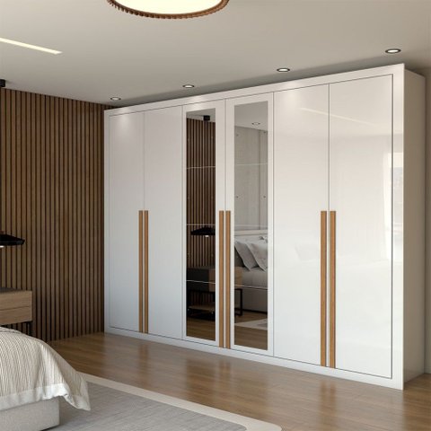 Guarda-roupa Casal Saint 6 Portas 6 Gavetas com Espelho Branco - Panorama Móveis