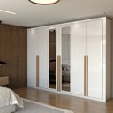 Ver imagem 1 de Guarda-roupa Casal Saint 6 Portas 6 Gavetas com Espelho Branco - Panorama Móveis