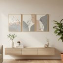 Ver imagem 1 de Kit 3 Quadros Casal Linhas Curvas Moldura:castanho