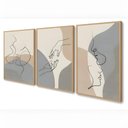 Ver imagem 7 de Kit 3 Quadros Casal Linhas Curvas Moldura:castanho