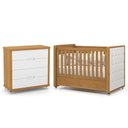 Ver imagem 1 de Jogo de Quarto Infantil Tutto New Cômoda 4 Gavetas e Berço Freijó/branco Soft com Capitonê -