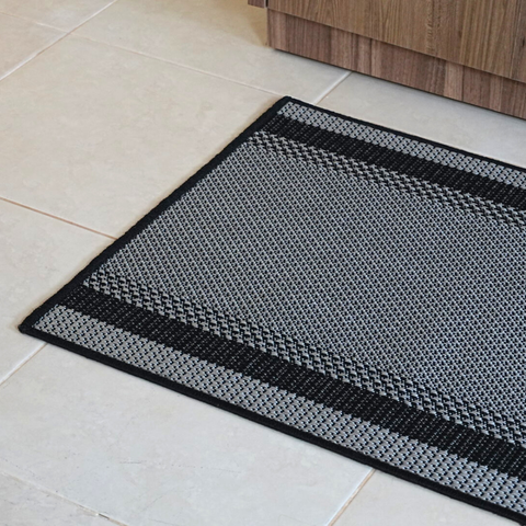 Tapete Passadeira Sisal Lancer 1,00m x 66cm PS33 Preto e Cinza