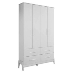 Guarda Roupa Infantil Peroba Guti Retro 4 Portas Liso Branco - 1