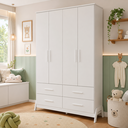 Ver imagem 2 de Guarda Roupa Infantil Peroba Guti Retro 4 Portas Liso Branco