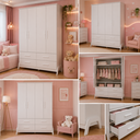 Ver imagem 4 de Guarda Roupa Infantil Peroba Guti Retro 4 Portas Liso Branco