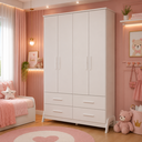 Ver imagem 1 de Guarda Roupa Infantil Peroba Guti Retro 4 Portas Liso Branco