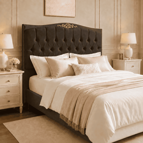 Cabeceira Cama Casal Queen Greta 160cm Estofada Suede Design Clássico