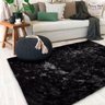Tapete para Sala Peludo Fofinho 100x140cm Preto Casen - 1