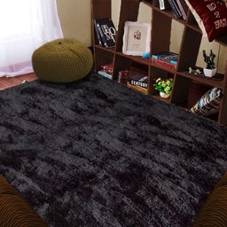 Tapete para Sala Peludo Formato Retangular 1,40x1,00M Preto Casen - 2