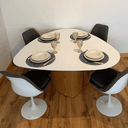 Ver imagem 4 de Mesa de Jantar Orgânica 180x160cm Tampo Laca Branca Base Freijó Laca Branca Personal Art Design