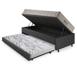 Bicama Box Baú 88x188 Courino Linho Preto com Colchão Airtech Ortobom - 4