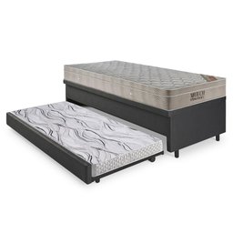 Bicama Box Baú 88x188 Courino Linho Preto com Colchão Airtech Ortobom - 9