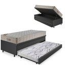 Ver imagem 1 de Bicama Box Baú 88x188 Courino Linho Preto com Colchão Airtech Ortobom