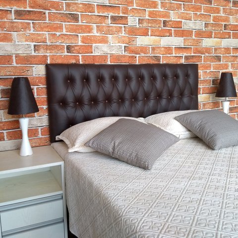 CABECEIRA PAINEL VINTAGE CORINO MARROM QUEEN 160 X 60 RBL