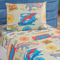 Jogo Cama Lençol Fantasy Solteiro Infantil Microfibra 3 Peças - Dinossauro - 1