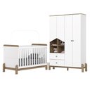 Ver imagem 1 de Jogo de Quarto Infantil Ternura Branco/jequitibá com Guarda Roupa e Berço - Móveis Henn