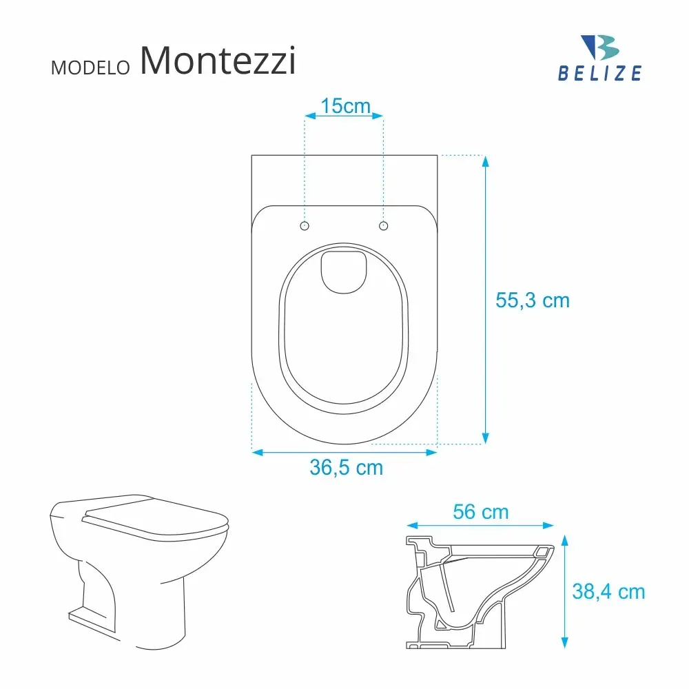 Assento Sanitario Poliester Montezzi Branco para vaso Belize - 2
