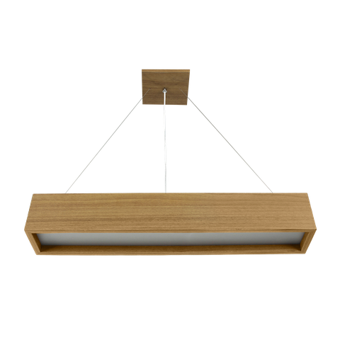 Pendente Madeira Retângular T8 124x13xh130cm - 2 Luzes G12 - Freijó