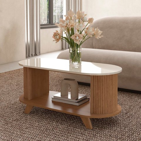 Mesa de Centro Ripado para Sala de Estar Vivaldi