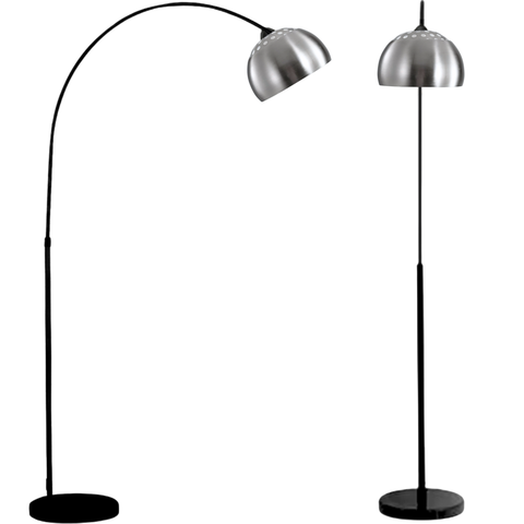 Luminária Piso Chão 190cm Base Mármore Ajustável Arco Coluna Pedestal Gimpo Pf-06-bbs