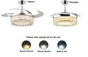 Ver imagem 3 de Ventilador Teto Retrátil Lustre Cristal Led Prata Controle Remoto