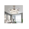 Ventilador Teto Retrátil Lustre Cristal Led Prata Controle Remoto - 4