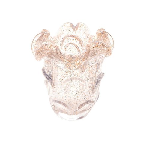 Vaso de Vidro Italy Transparente e Dourado 11,5cm X 11,5cm X 13cm