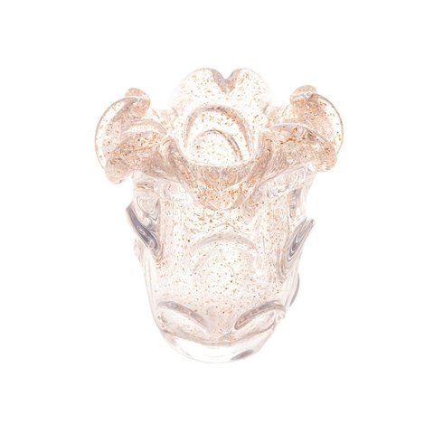 Vaso de Vidro Italy Transparente e Dourado 11,5cm X 11,5cm X 13cm