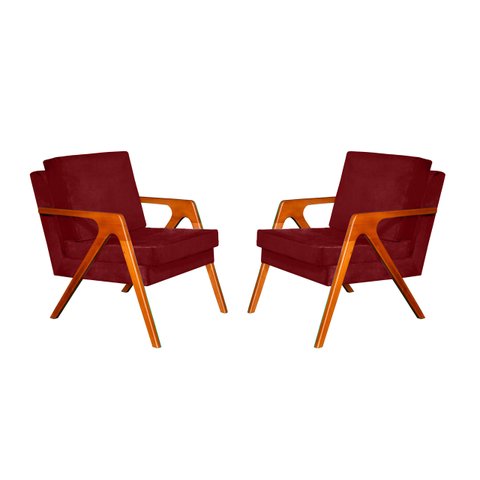 KIT 2 POLTRONA DECORATIVA MONA LUXO - 0124 bordô