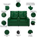 Ver imagem 3 de Poltrona de Cinema Reclinável 2 Lugares Baú Usb Mallie Fh9 Pu Verde Musgo - Mpozenato