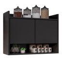 Ver imagem 1 de Armário de Cozinha Aéreo 71cm 2 Portas 1 Nicho Ceci M24 Preto - Mpozenato
