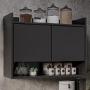 Ver imagem 2 de Armário de Cozinha Aéreo 71cm 2 Portas 1 Nicho Ceci M24 Preto - Mpozenato