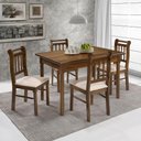 Ver imagem 2 de Mesa Retangular 4 Lugares em Madeira Maciça Castanho