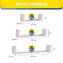 Ver imagem 3 de Jogo 3 Prateleiras U Mdf Branco Nicho Bebe Sala Quarto Cozinha